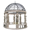Outdoor Marble Gazebo Hand Carved Garden Gazebo with Metal Roof