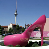 Pink Top Quality Stainless Steel High Heels Sculpture for Garden