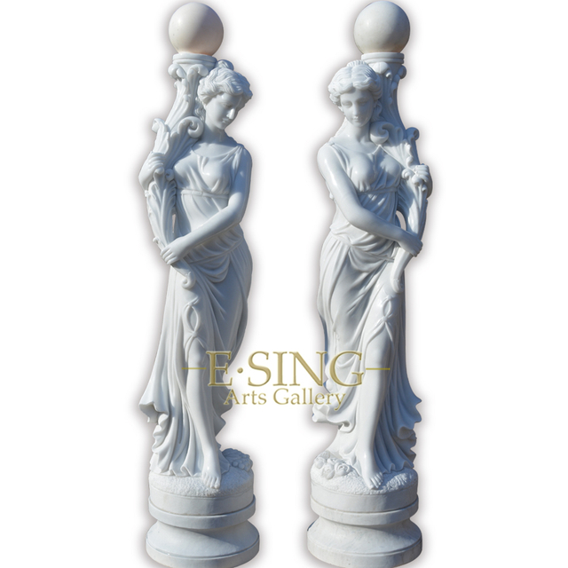 Classic Western Character Marble Figure Sculpture Stone Sculpture for Garden Lamp