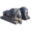 Polished Customized Stone Black Marble Lying Lion Carving for Outside Villa Gate