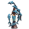 Wholesale Mermaid Playing Sculpture Mermaid with Dolphin Girl and Dolphin Bronze Statue