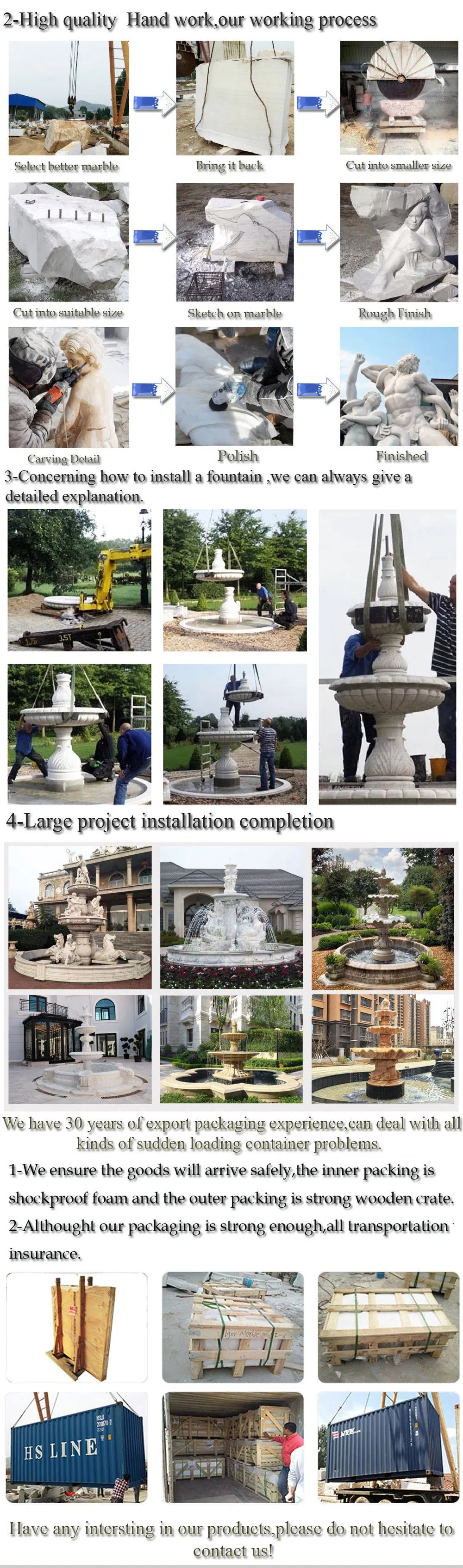 Cheap Garden Large Marble Fountain with Poseidon Statue