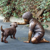 Wholesale Outdoor Garden Decor Girl and Dog Sculpture for Sale