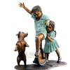 High Quality Bronze Girl and Dog Statue on Bench for Garden