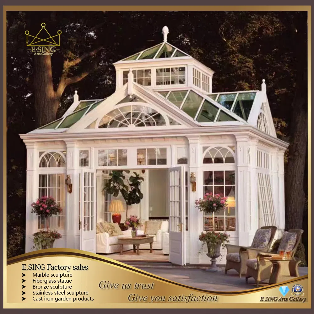 Outdoor Garden Decorative Wrought Iron Large Gazebo Orangery Sunroom