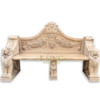 Outdoor Hand Carved Natural Stone Lion Head Marble Garden Bench for Decorative