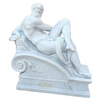 Hand Carved White Marble Day Statue Replica of Michelangelo Classical Reclining Male Mythology Stone Sculpture 