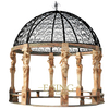 Factory Custom Outdoor Garden Decor Large Metal Roof Stone Carved Red Marble Gazebo