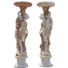 Carving Process Customized Mixed Color Stone Lady Sculpture with Pots