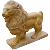 Hand Carved Western Style Life Size Yellow Stone Walking Marble Lion Statue