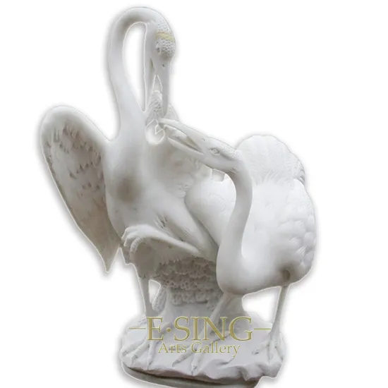 White Marble Large Bird Statue Stone Crane Sculpture