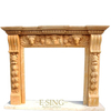 China Manufacturer Customize Yellow Marble Detail Hand Carved Stone Fireplace