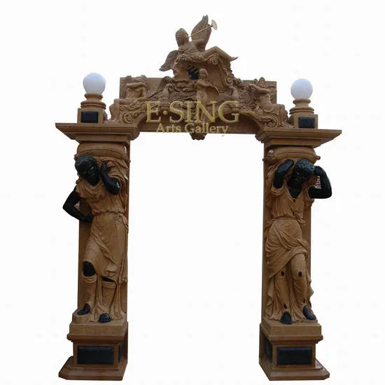 Natural Stone Good Price Carving New Product Antique Marble Door Surround Frame with Men Statue