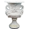 Modern Outdoor Garden Decoration European Style Hand-Carved Stone Flowerpots White Marble Flower