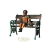 High Quality Bronze Girl and Dog Statue on Bench for Garden