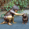 Wholesale Outdoor Garden Decor Girl and Dog Sculpture for Sale