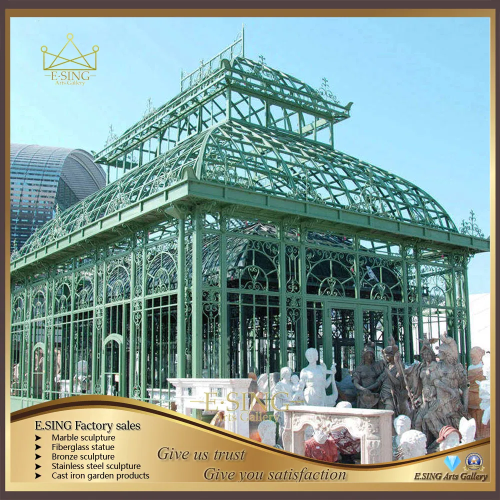 Outdoor Garden Decorative Wrought Iron Large Gazebo Orangery Sunroom