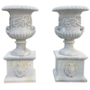 Large Decorative Hand Carved White Marble Flower Planter