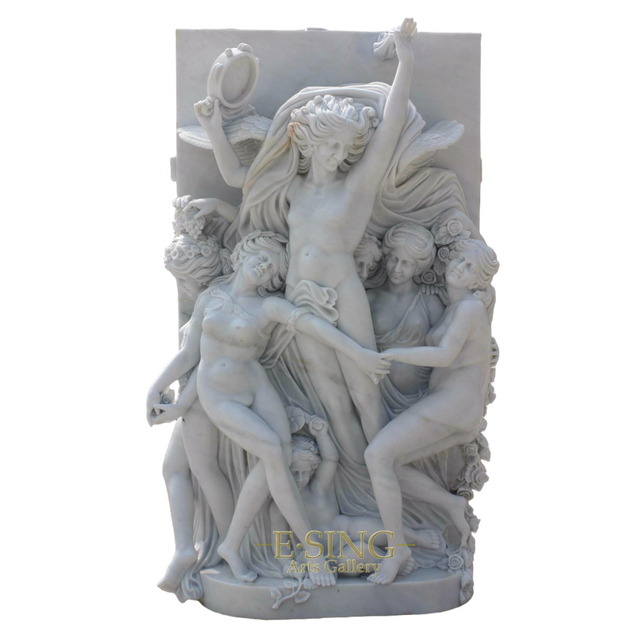 Carved Modern Lady Relief White Marble Sculpture for Home Wall
