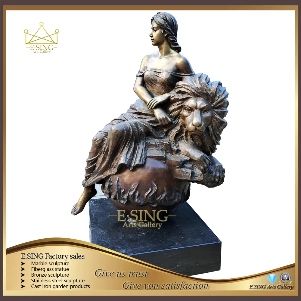 Factory Direct Sales Outdoor Garden Decor Bronze Figure Sculpture Brass Lady Woman Life Size Female Statue Sculpture