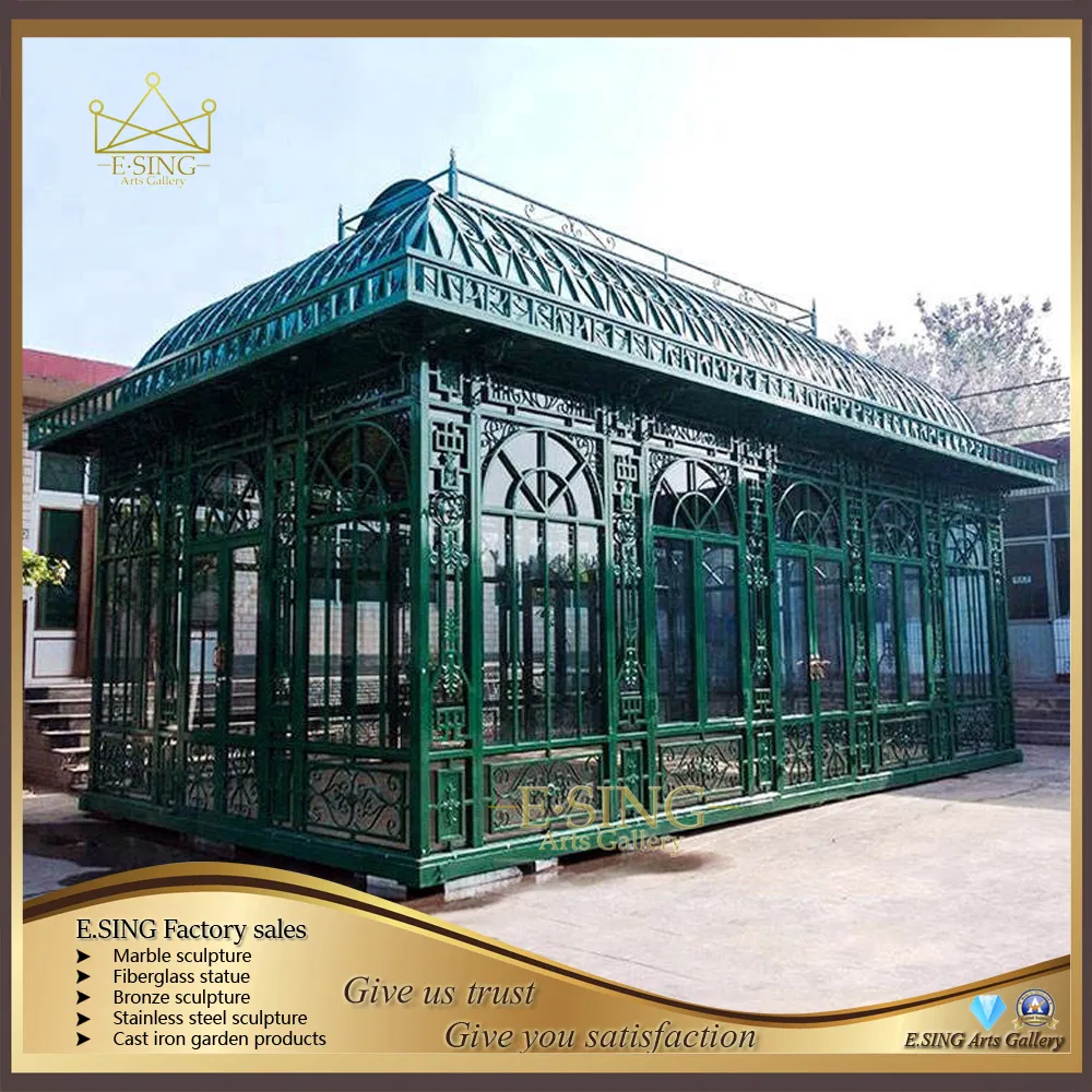 Outdoor Garden Decorative Wrought Iron Large Gazebo Orangery Sunroom
