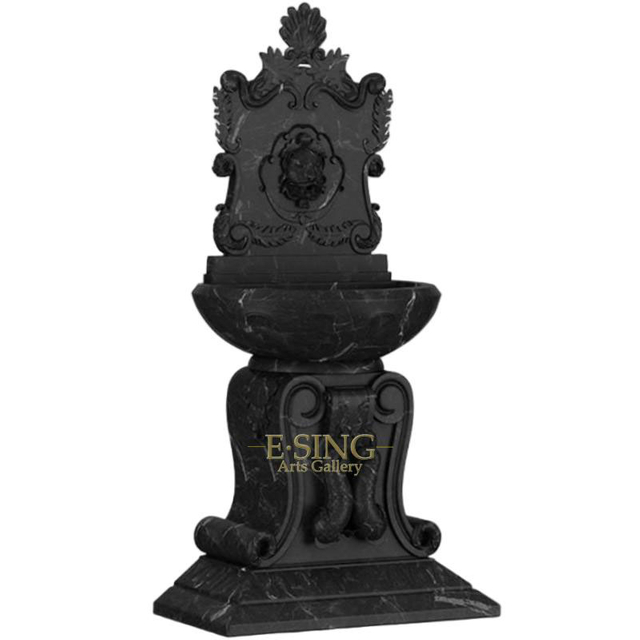 Outdoor Natural Black Marble Water Fountain Stone Fountain for Sale