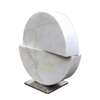 Hand Carved Stone Abstract Sculpture White Marble Round Statue for Morden City