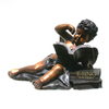 Angel Statue of The Western Wing of Europe Bronze Cupid Reading Book Sculpture