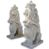 Custom Outdoor Natural White Marble Lion with Crown Carving