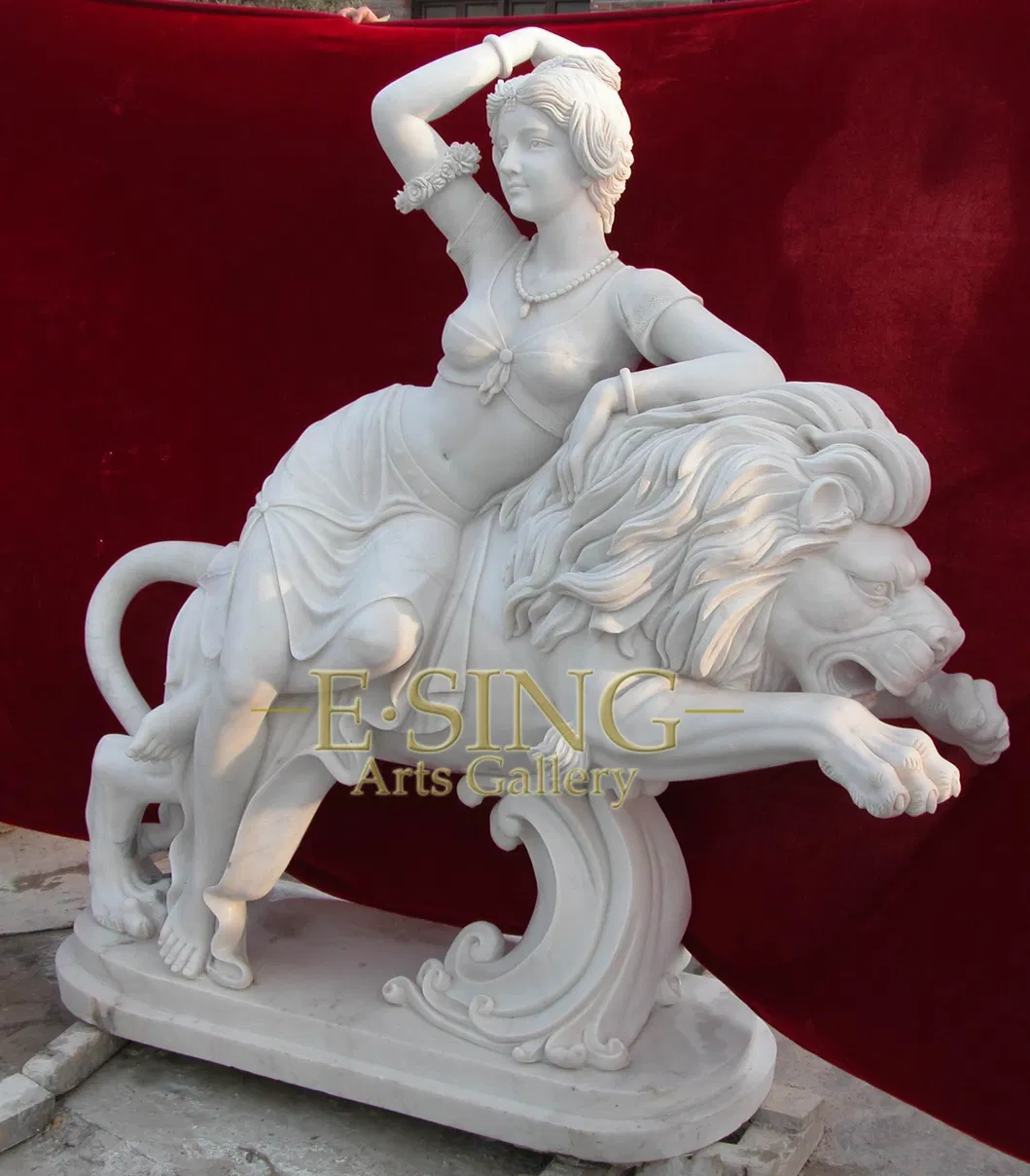 Carving Process Customized Mixed Color Stone Lady Sculpture with Pots