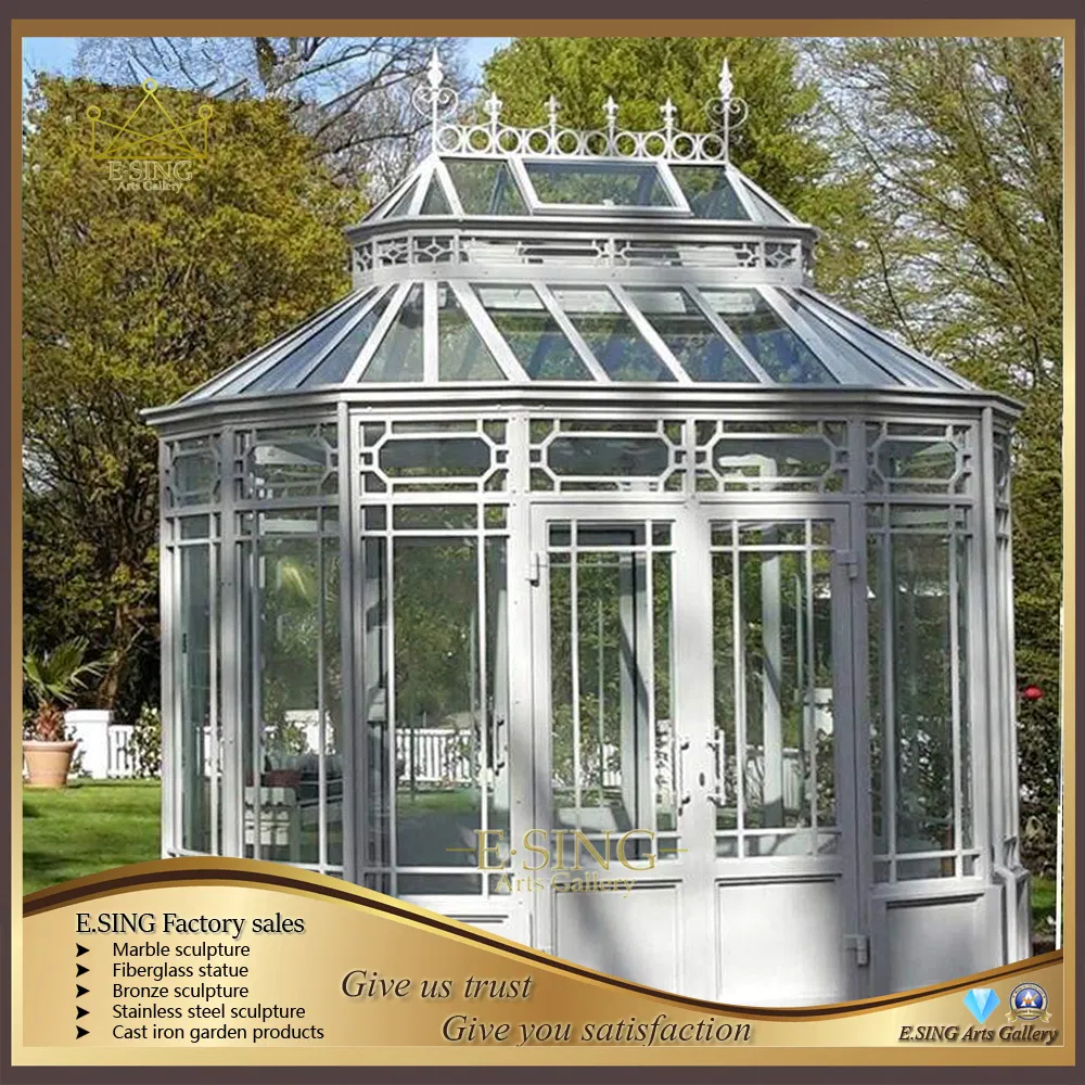 Outdoor Garden Decorative Wrought Iron Large Gazebo Orangery Sunroom