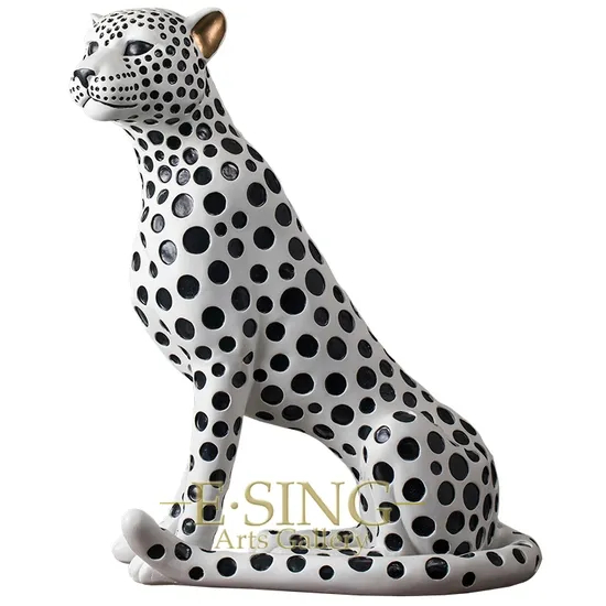 Home Office Resin Craft Sculpture Decoration Fiberglass Animal Leopard Statue for Sale