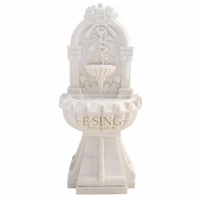 New Fountain Hotsale Natural White Marble Fountain Wall Stone Fountain for Garden