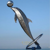Modern Outdoor Garden Decoration Use Art Abstract Large Metal Stainless Steel Dolphin Sculpture