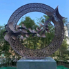 Factory Custom Large Outdoor Abstract Bear Metal Stainless Steel Circle Sculpture for Garden Decoration