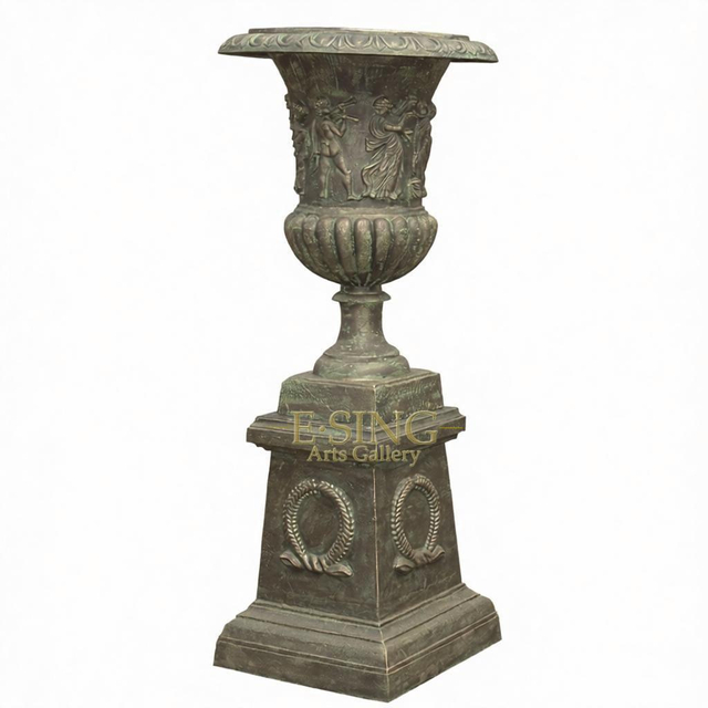 Metal Craft Planter Life Size Flower Pot Antique Casting Iron Flowerpot
