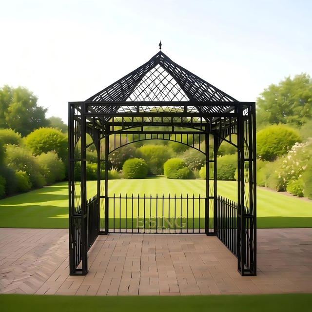 Modern Garden Wedding Decorative Dome Wrought Iron Pavilion Gazebo for Sale