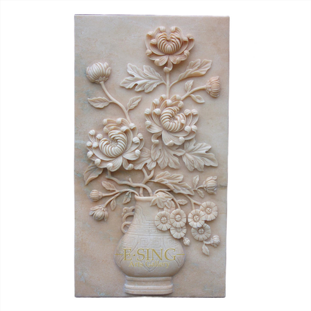 High Quality Flower Red Marble Relief for Home Decoration