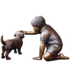Wholesale Outdoor Garden Decor Girl and Dog Sculpture for Sale