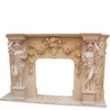 New Design Decorative Yellow Statue Natural Stone Marble Fireplace