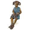 High Quality Bronze Girl and Dog Statue on Bench for Garden