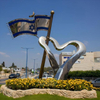 High Quality Good Art Outdoor Decoration Sculptures Stainless Steel Modern Sculpture with Flag
