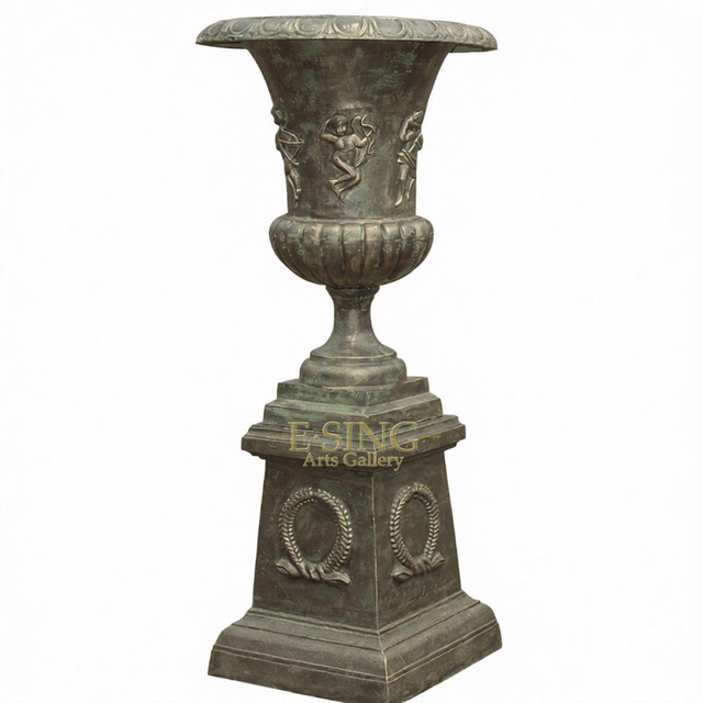 Ornaments Antique Pots Metal Relief Carving Planters French Cast Iron Flowerpot