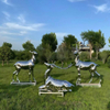 Life Size Mirror Polished Modern Outdoor Stainless Steel Deer Sculpture