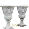 High Polished Hand-Carved Antique Natural Stone White Flowerpot Stone Planter for Garden Deco