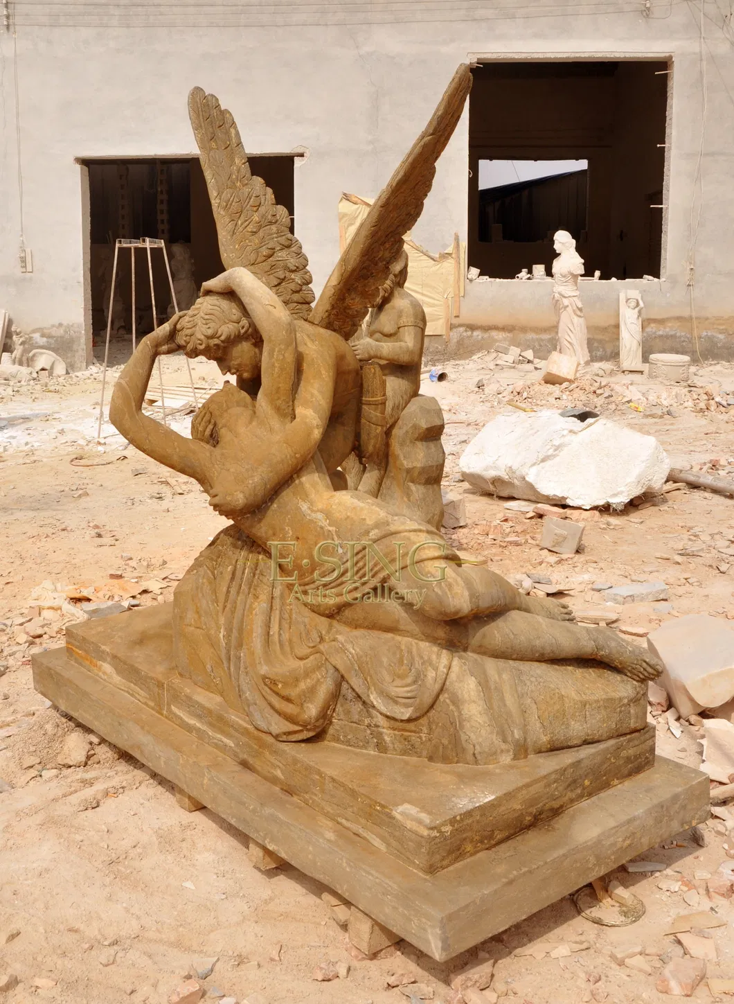 Antique Marble Statue Hand Statue Beautiful Decorate Large Cupid and Psyche Marble Statue
