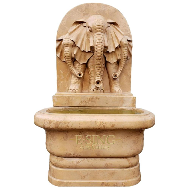 Classical Marble Handmade Elephant White Sculpture Wall Fountain