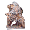 Home Decor Life Size Natural White Marble Sitting Lion and Shield Statue