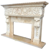 Modern European Luxury Hand Caving Natural Stone Marble Fireplace Mantel for Indoor