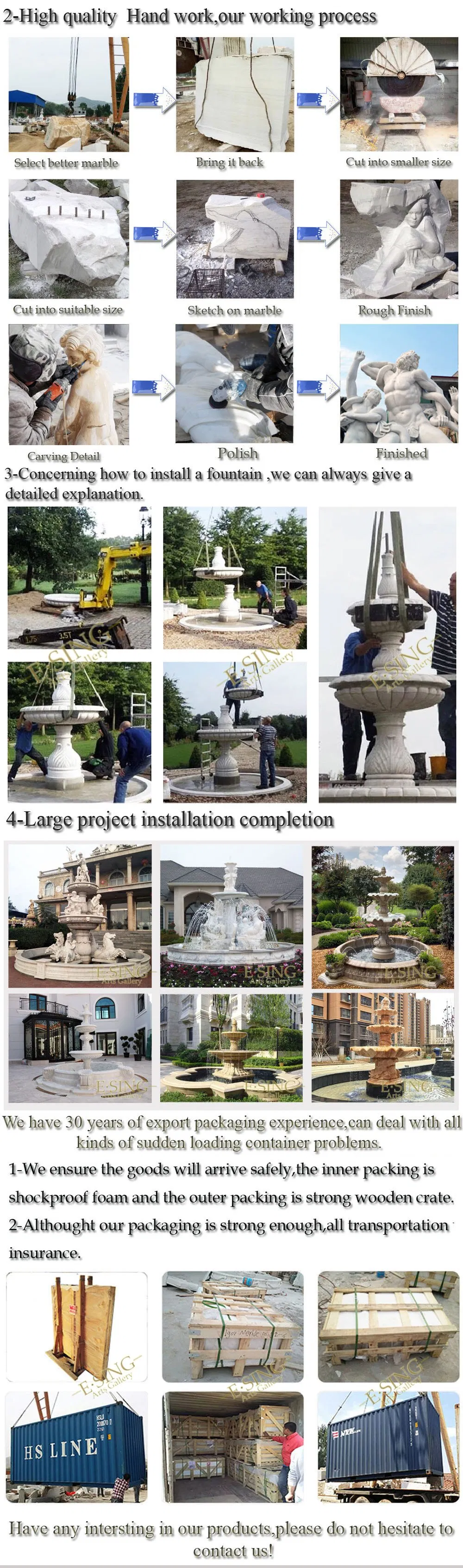 Tier Garden Decoration Marble Water Fountain